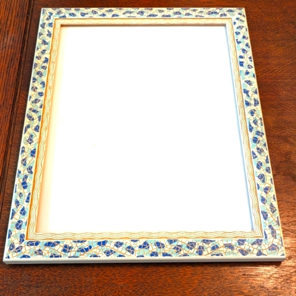 Vintage Custom Made Faux Mosaic Motif Picture/Artwork Frame w/Glass